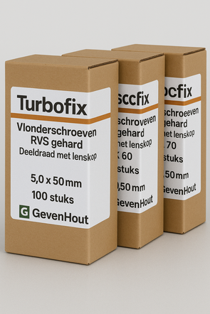 Turbofix vlonderschroeven – gehard RVS, TX25, deeldraad met lenskop